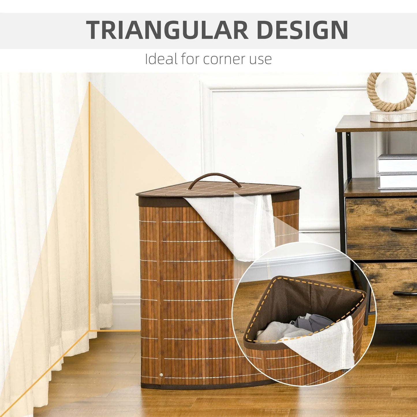 Laundry Basket - Removable Brown 38x38x57cm