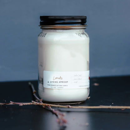13 oz Mason Jar Soy Candle - Lavender Spring Apricot - PoshaBella
