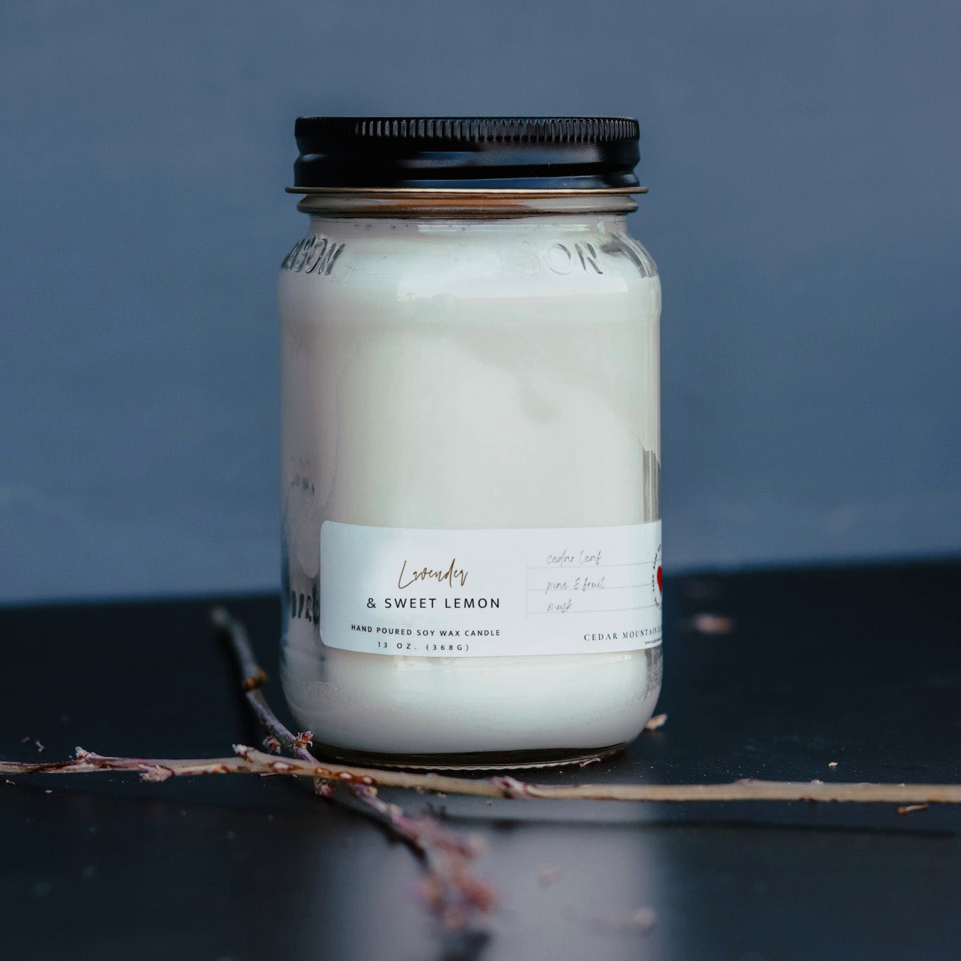 13 oz Mason Jar Soy Candle - Lavender & Sweet Lemon - PoshaBella