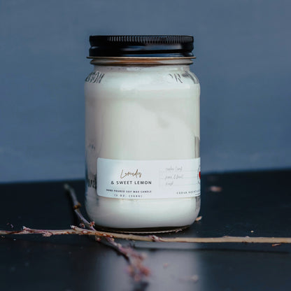 13 oz Mason Jar Soy Candle - Lavender & Sweet Lemon - PoshaBella
