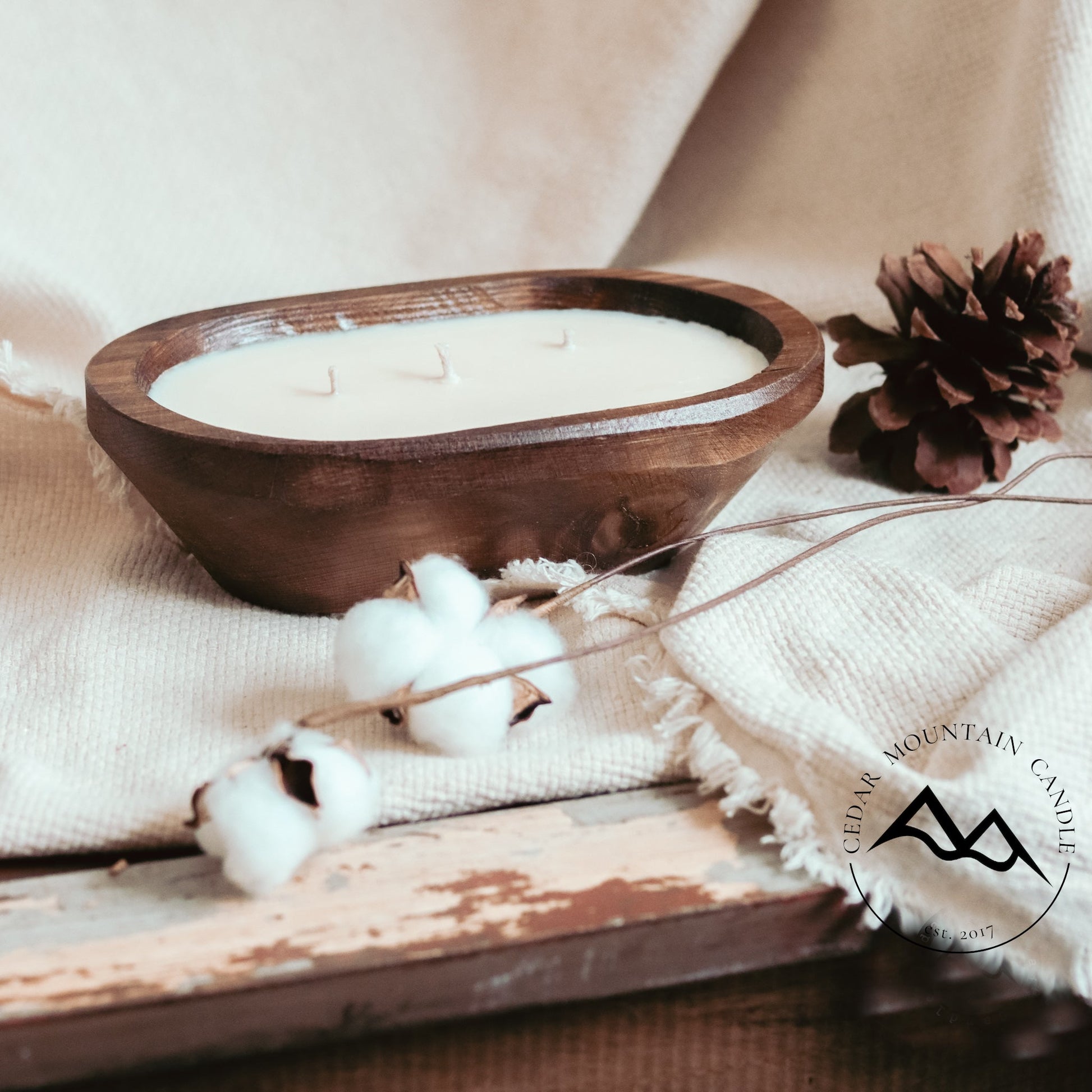 3 Wick Natural Wood Dough Bowl - Choose Your Scent - PoshaBella
