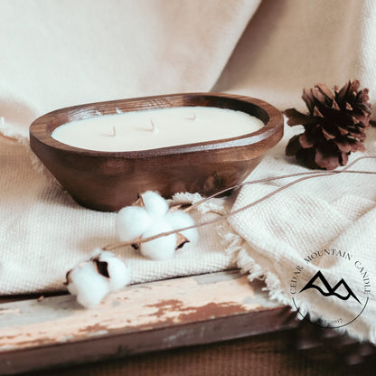 3 Wick Natural Wood Dough Bowl - Choose Your Scent - PoshaBella