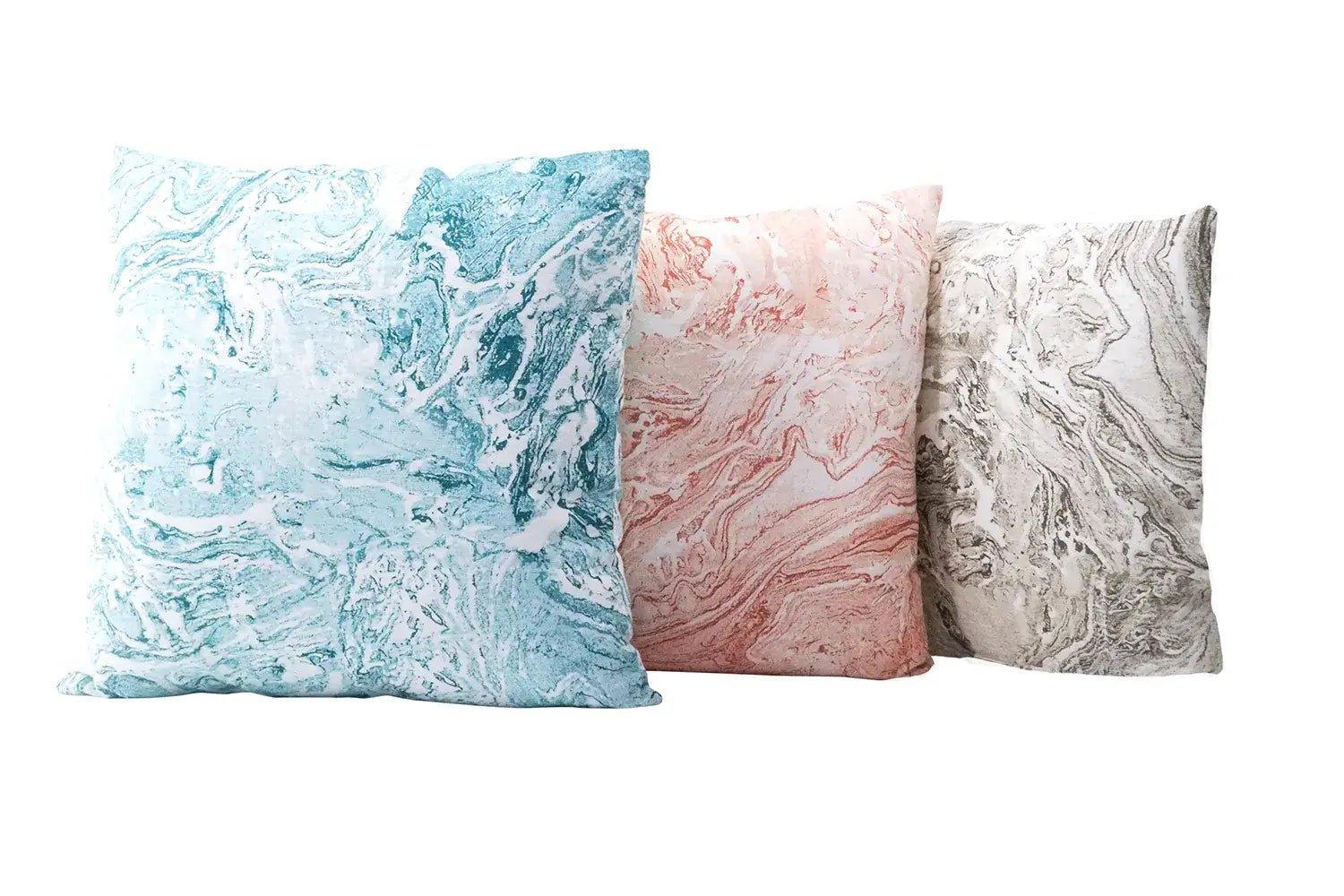 Linen Pillow Covers in Handcrafted Marble Print - PoshaBella