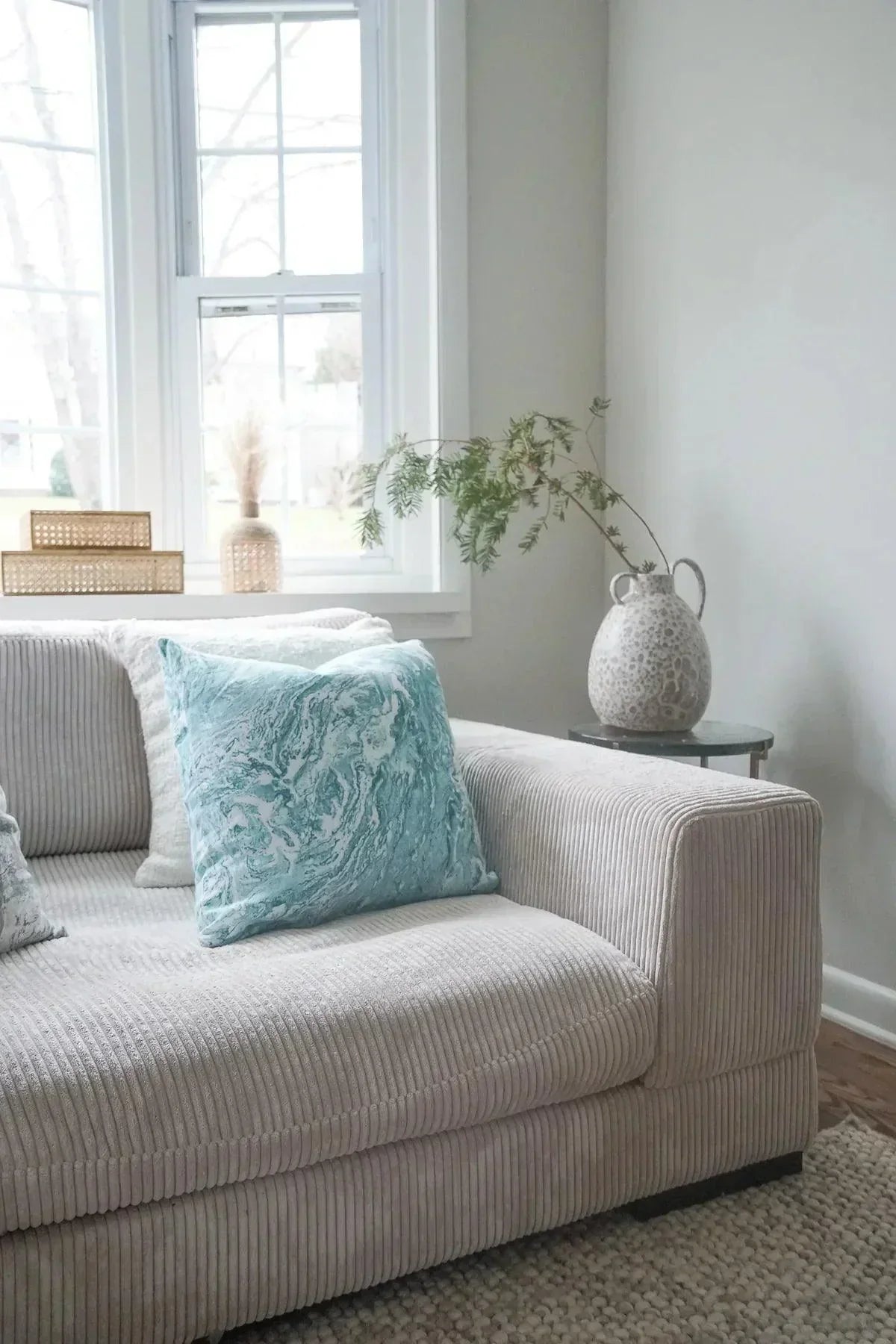 Linen Pillow Covers in Handcrafted Marble Print - PoshaBella