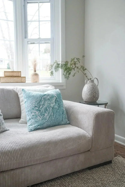 Linen Pillow Covers in Handcrafted Marble Print - PoshaBella