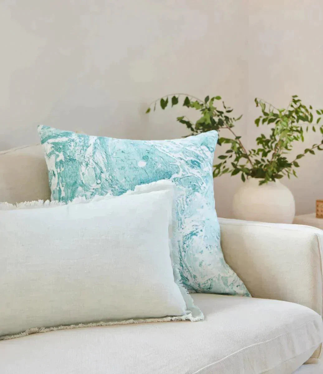 Linen Pillow Covers in Handcrafted Marble Print - PoshaBella