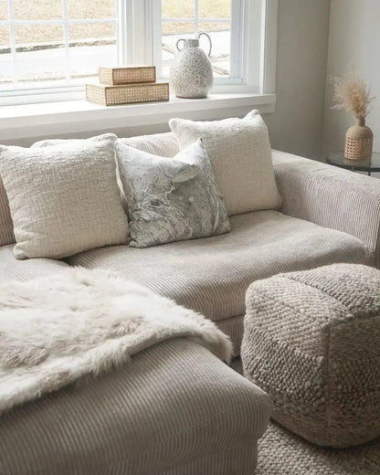 Linen Pillow Covers in Handcrafted Marble Print - PoshaBella