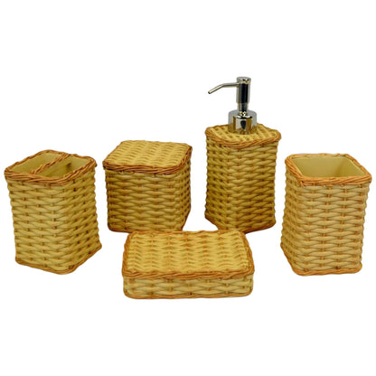 Luxury Bathroom Set in Beige Color Weave Pattern - PoshaBella