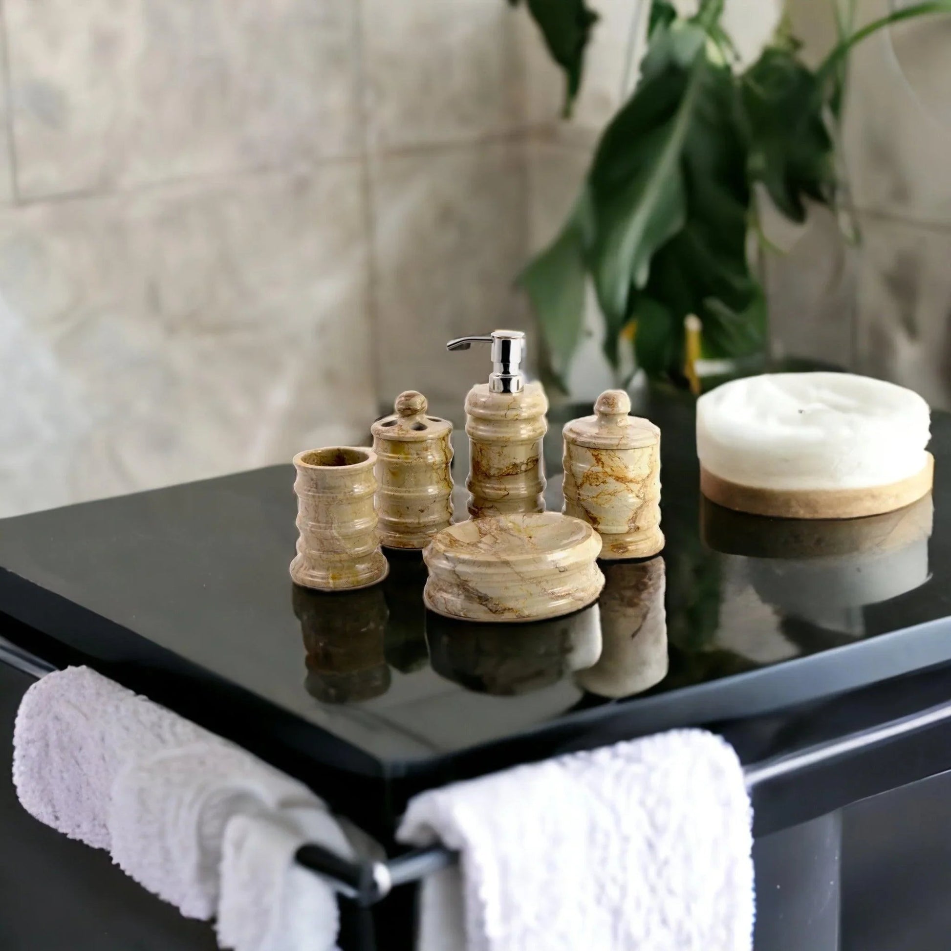 Luxury Bathroom Sets of Sahara Beige Marble in Bengal Collection - PoshaBella