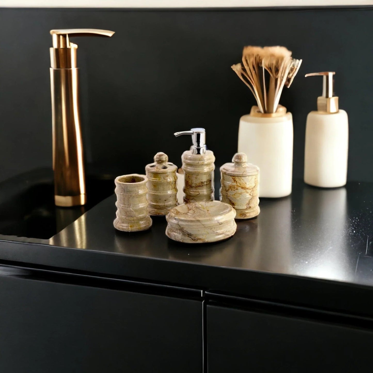 Luxury Bathroom Sets of Sahara Beige Marble in Bengal Collection - PoshaBella