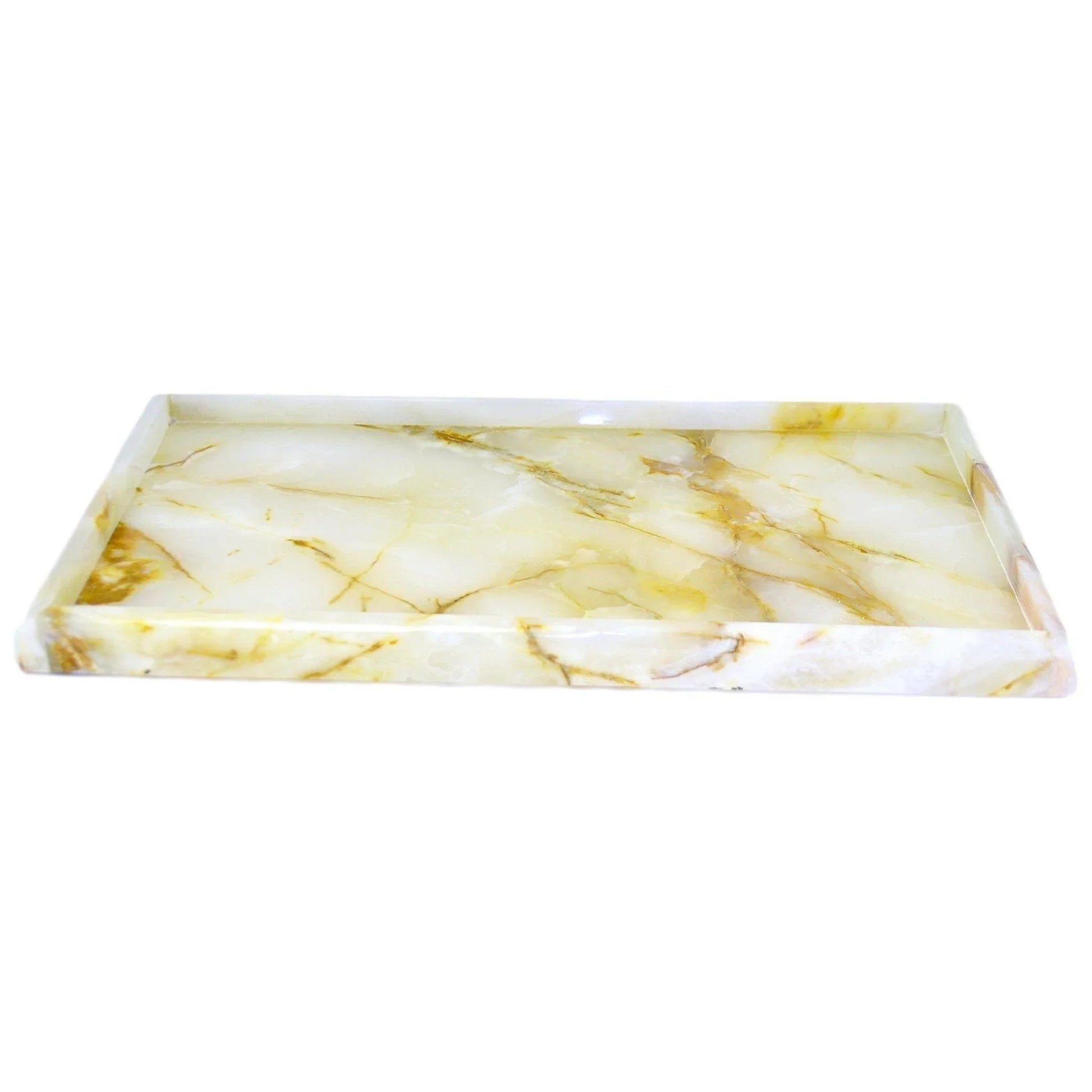 Luxury Bathroom Tray of White Onyx - PoshaBella