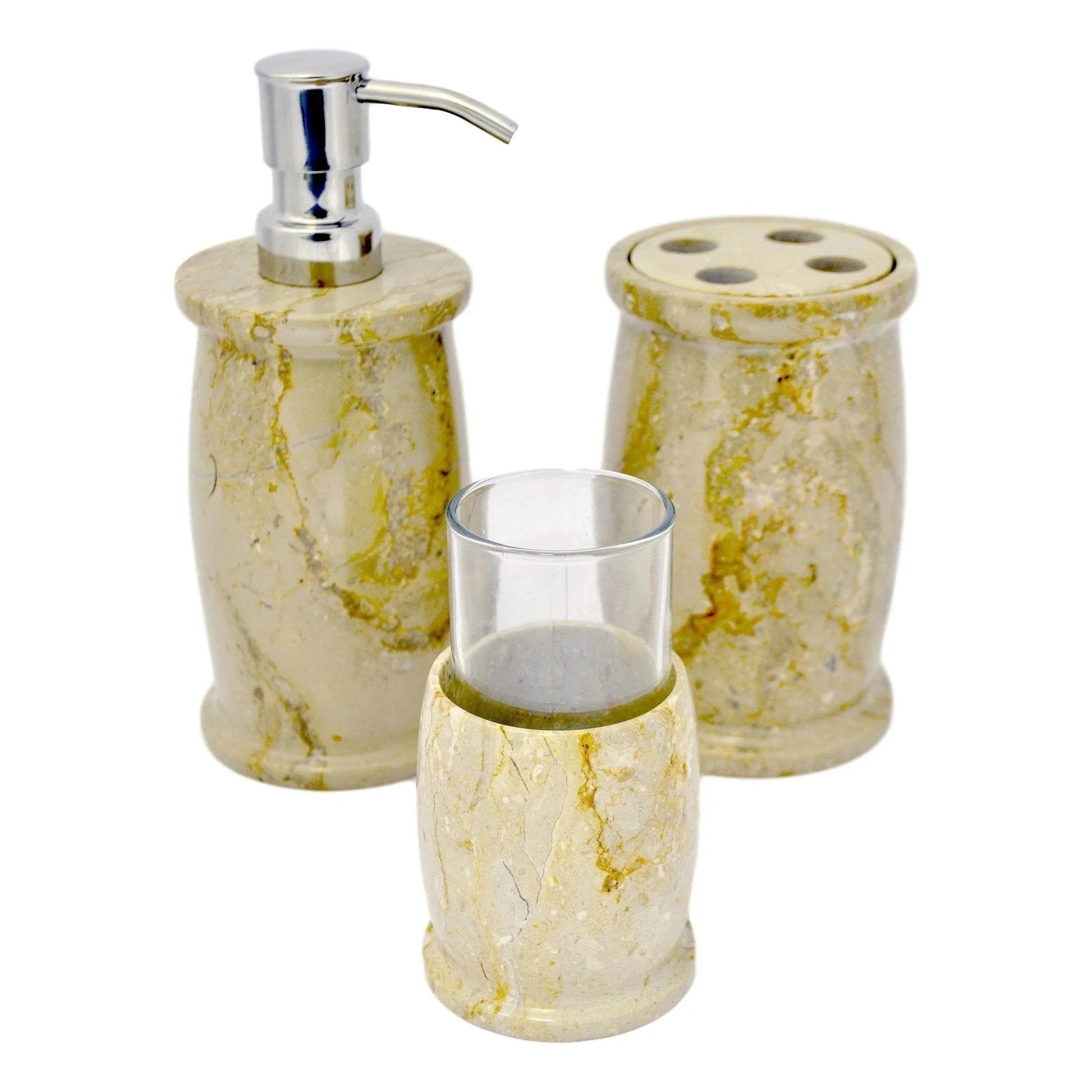 Marble Bathroom Accessories Set | Sahara Beige Marble - PoshaBella