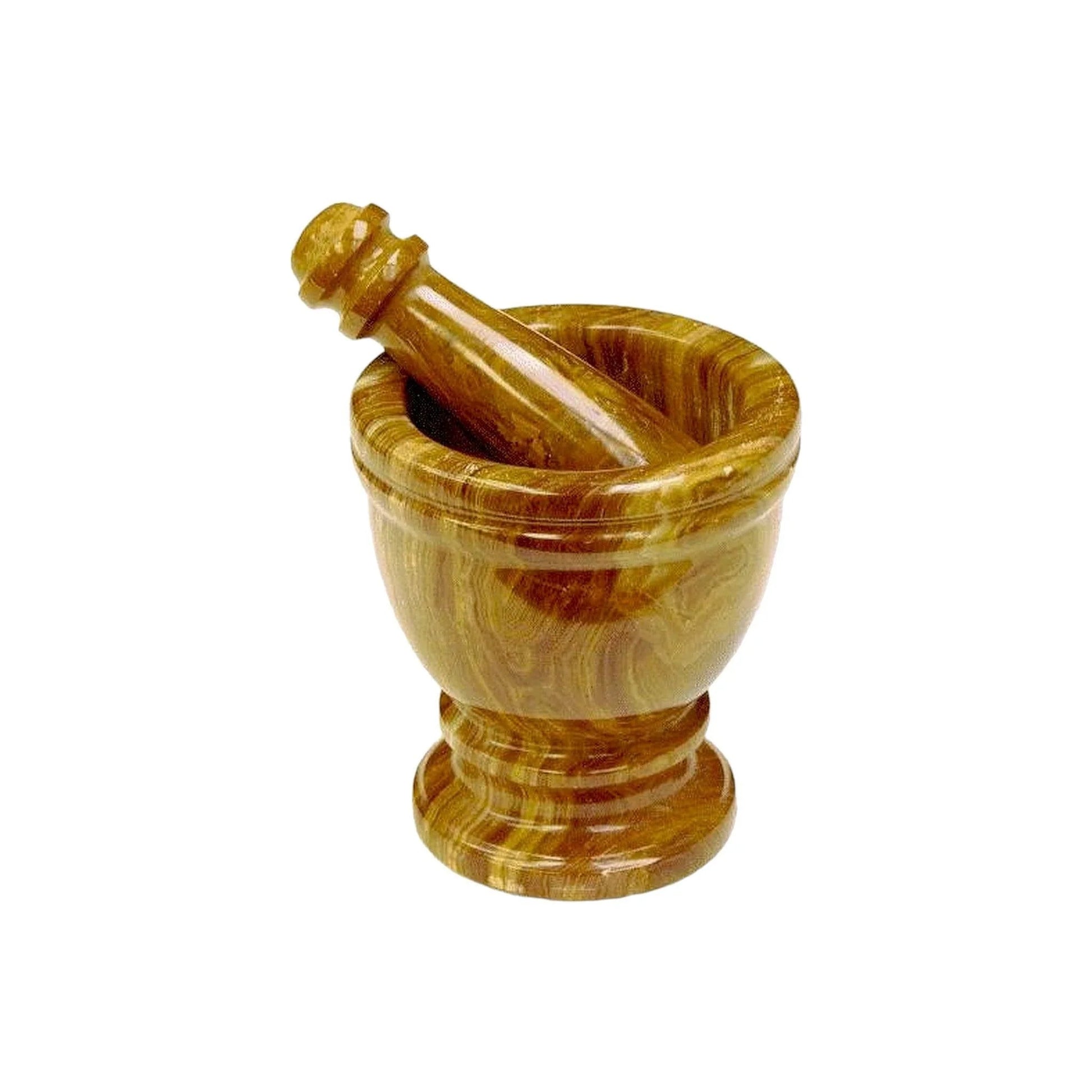 Marble Mortar and Pestle Crafted from Multi Brown Onyx - PoshaBella