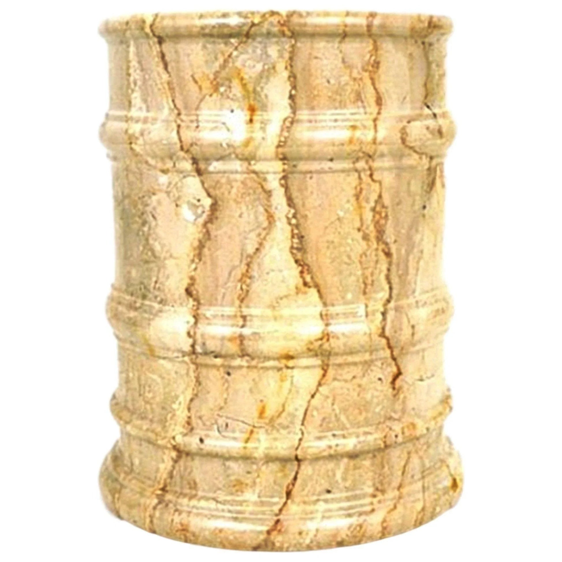 Marble Wastebasket Crafted from Sahara Beige Marble - PoshaBella