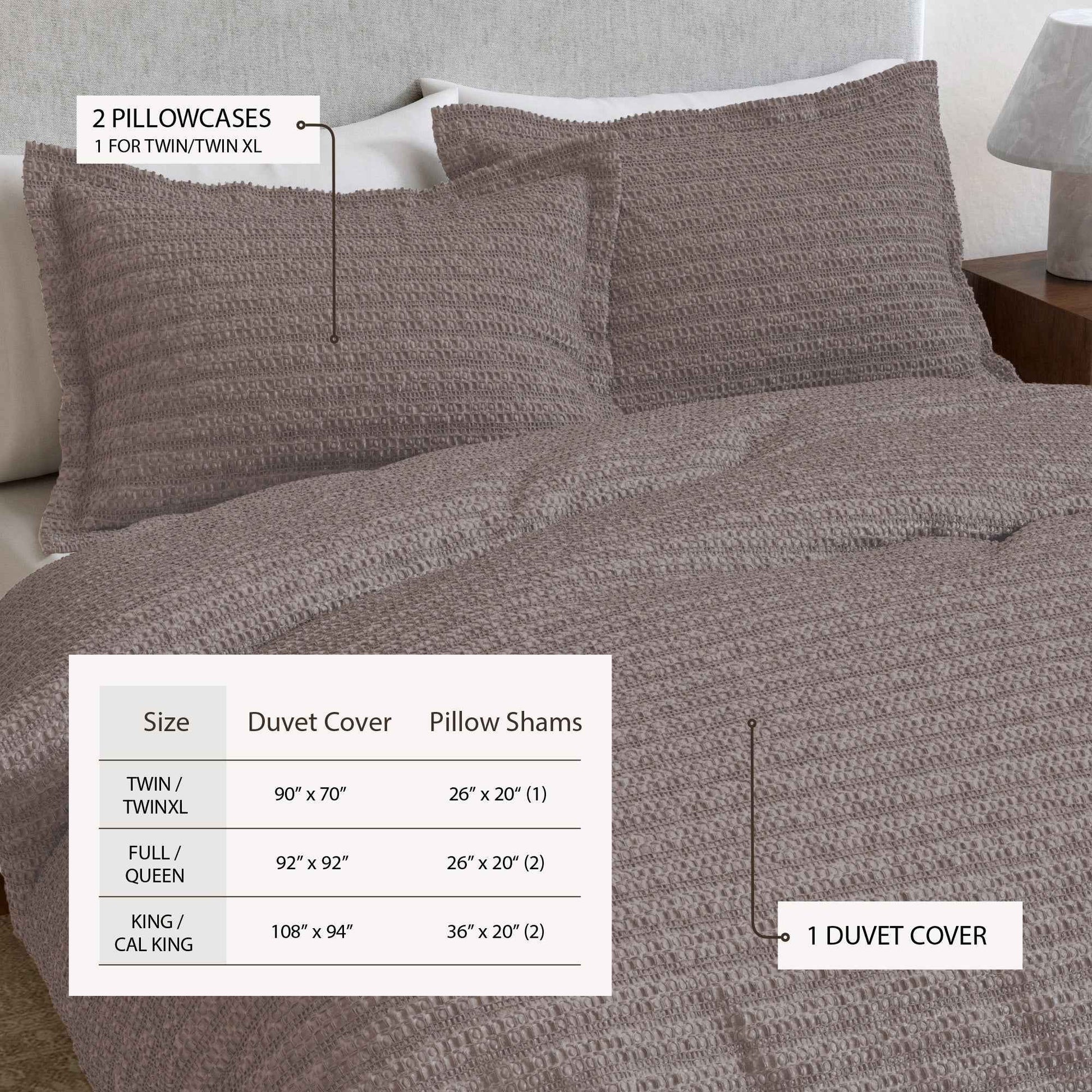 100% Cotton Honeycomb Waffle Duvet Set - Mattea Collection