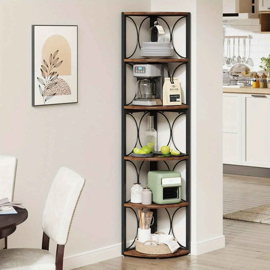 Metal and Hardwood 5-Tier Storage Shelves with Durable Frame