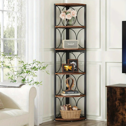 Metal and Hardwood 5-Tier Storage Shelves with Durable Frame