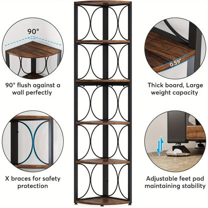 Metal and Hardwood 5-Tier Storage Shelves with Durable Frame