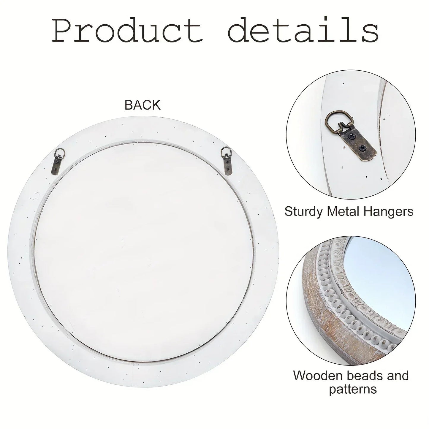 Mirror - Distressed Wood White Round