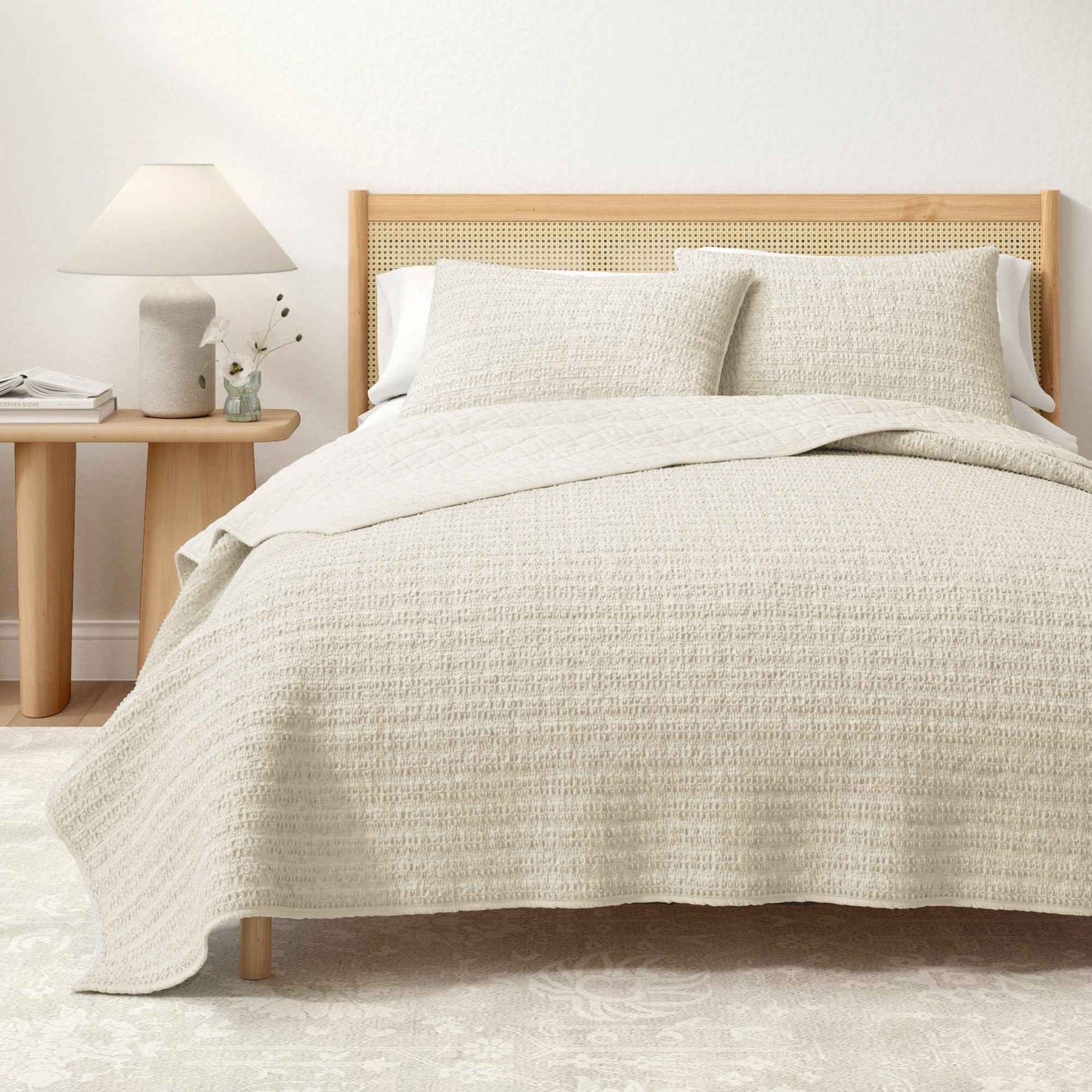 100% Cotton Honeycomb Waffle Garment Washed Quilt Set - Genevieve Collection