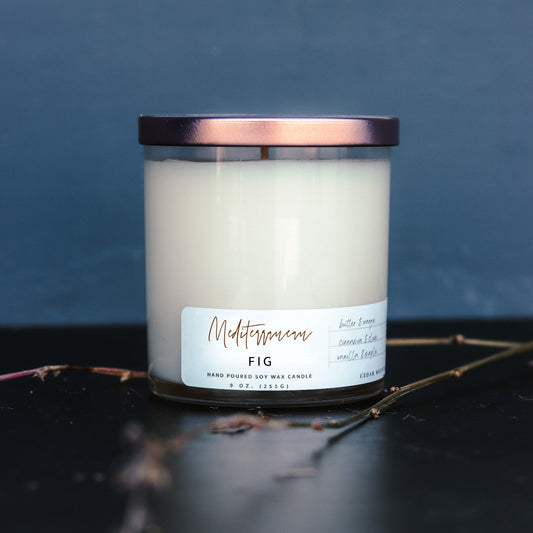 Mediterranean Fig - 9 oz Whiskey Glass Candle - PoshaBella
