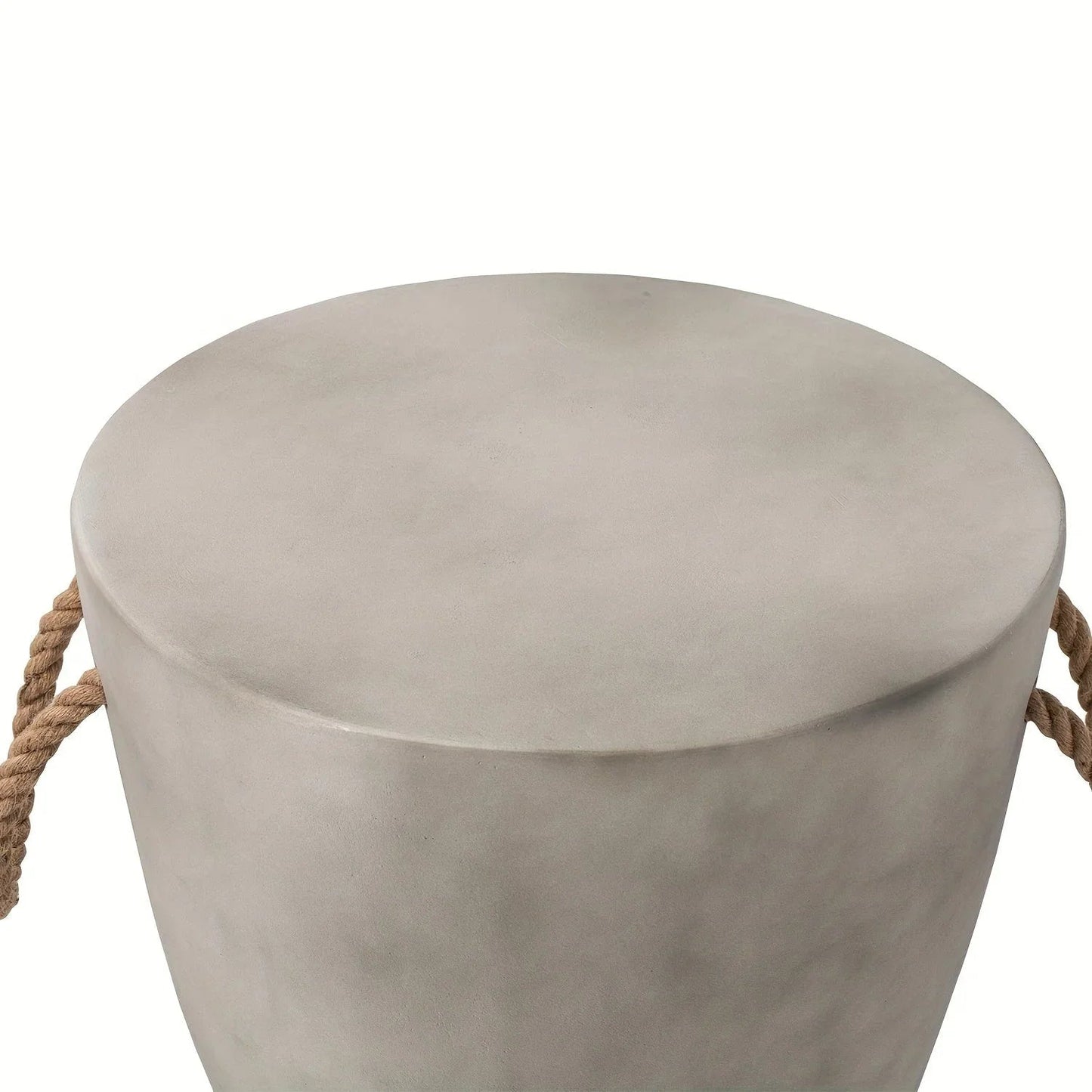 Modern Light Gray Concrete End Table with Rope Handles
