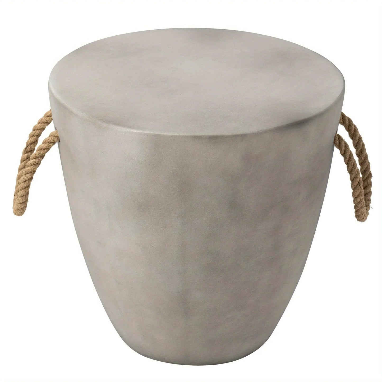 Modern Light Gray Concrete End Table with Rope Handles