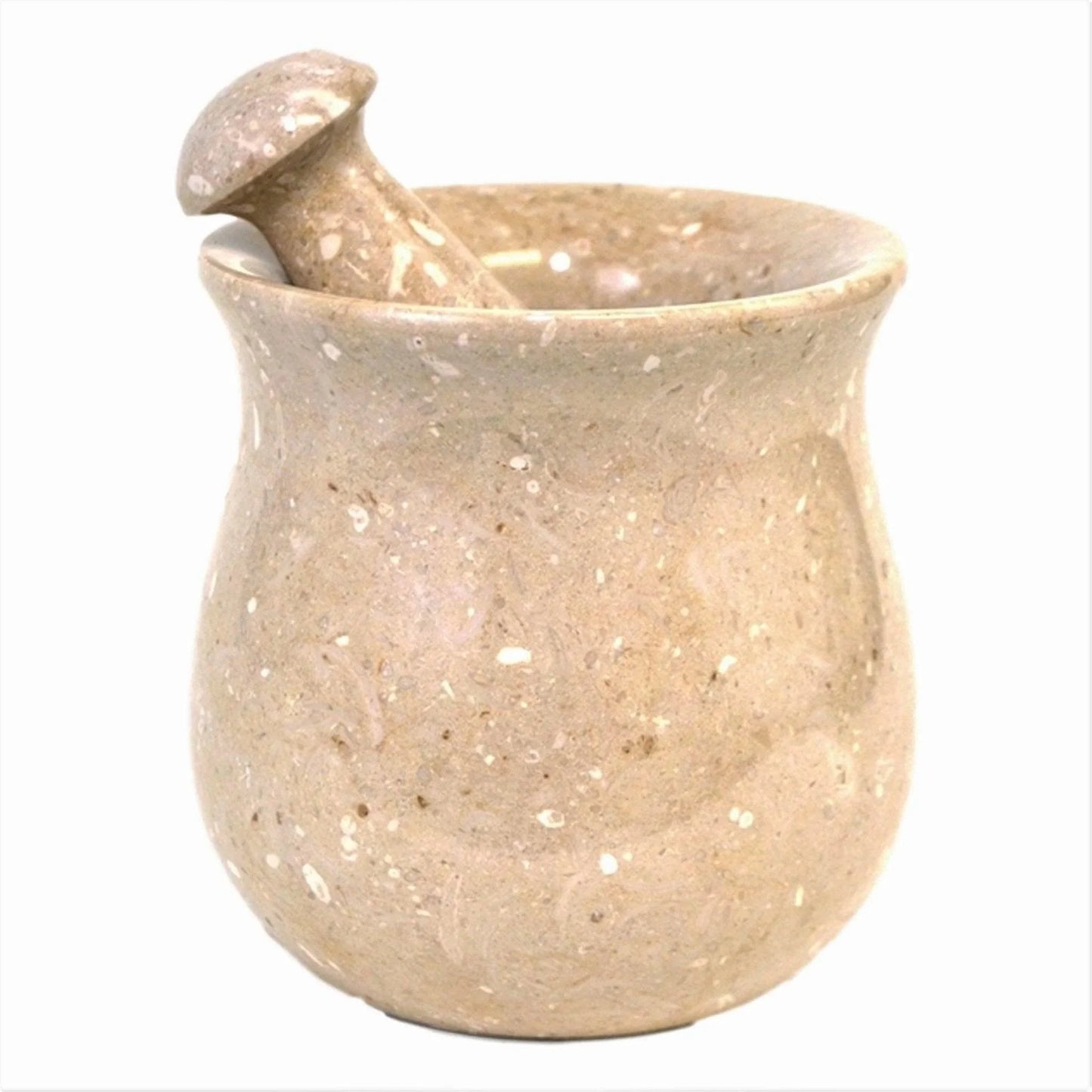 Mortar & Pestle of Sahara Beige Marble - PoshaBella