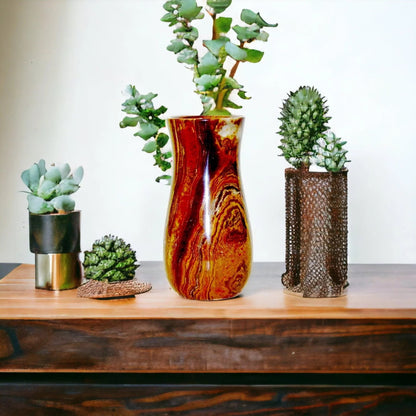 Multi Brown Onyx 9 inch Vase - PoshaBella