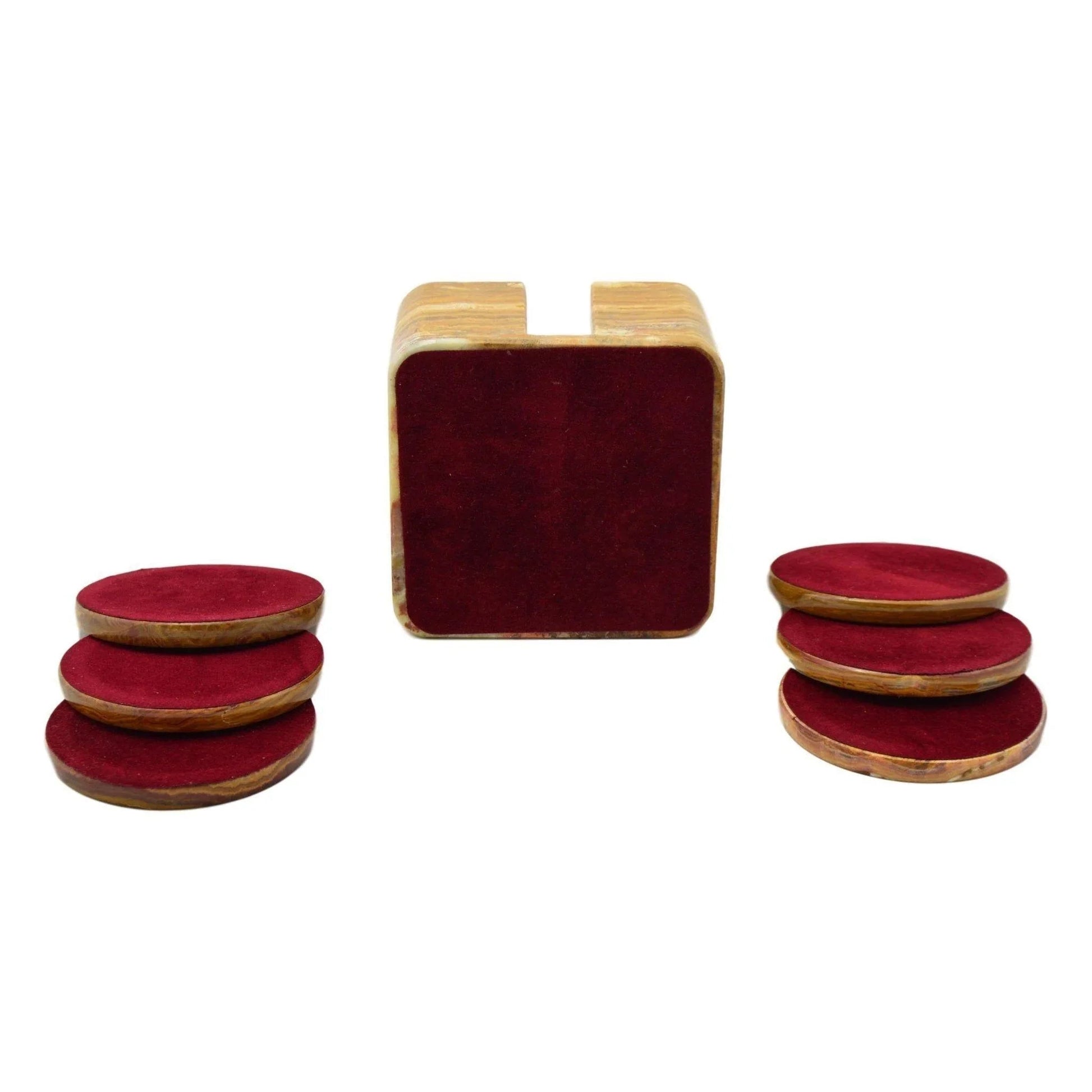Multi Brown Onyx Coasters with Square Holder - PoshaBella