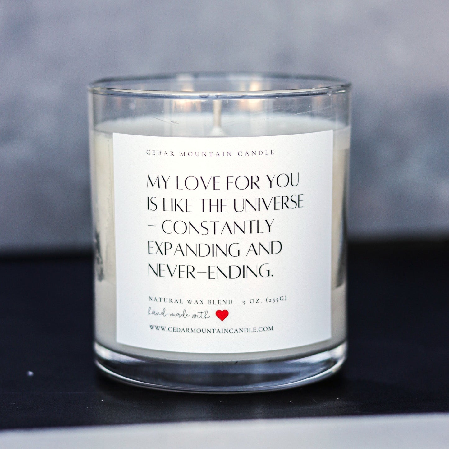 "My love for you is like..." Valentine's Day 9 oz Whiskey Glass Jar Soy Candle - Choose Your Scent - PoshaBella