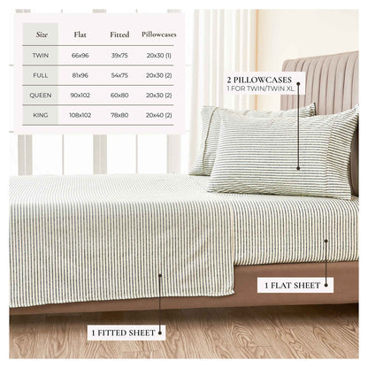 Striped Microfiber Sheet Set - Evette Collection