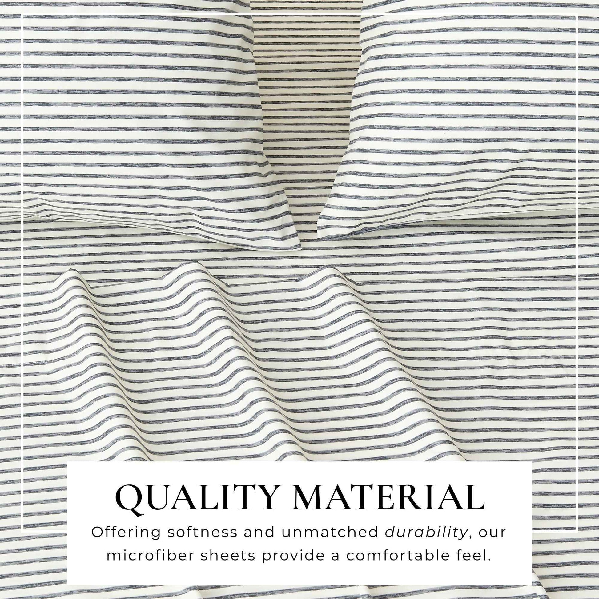 Striped Microfiber Sheet Set - Evette Collection