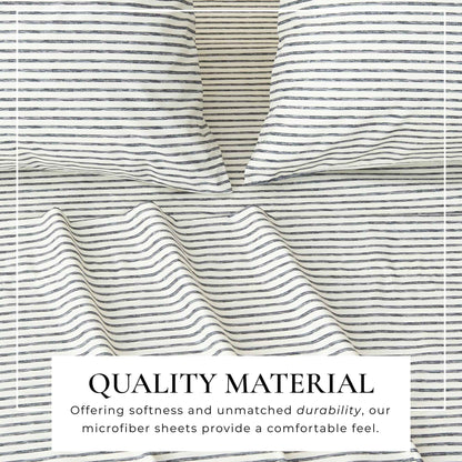 Striped Microfiber Sheet Set - Evette Collection