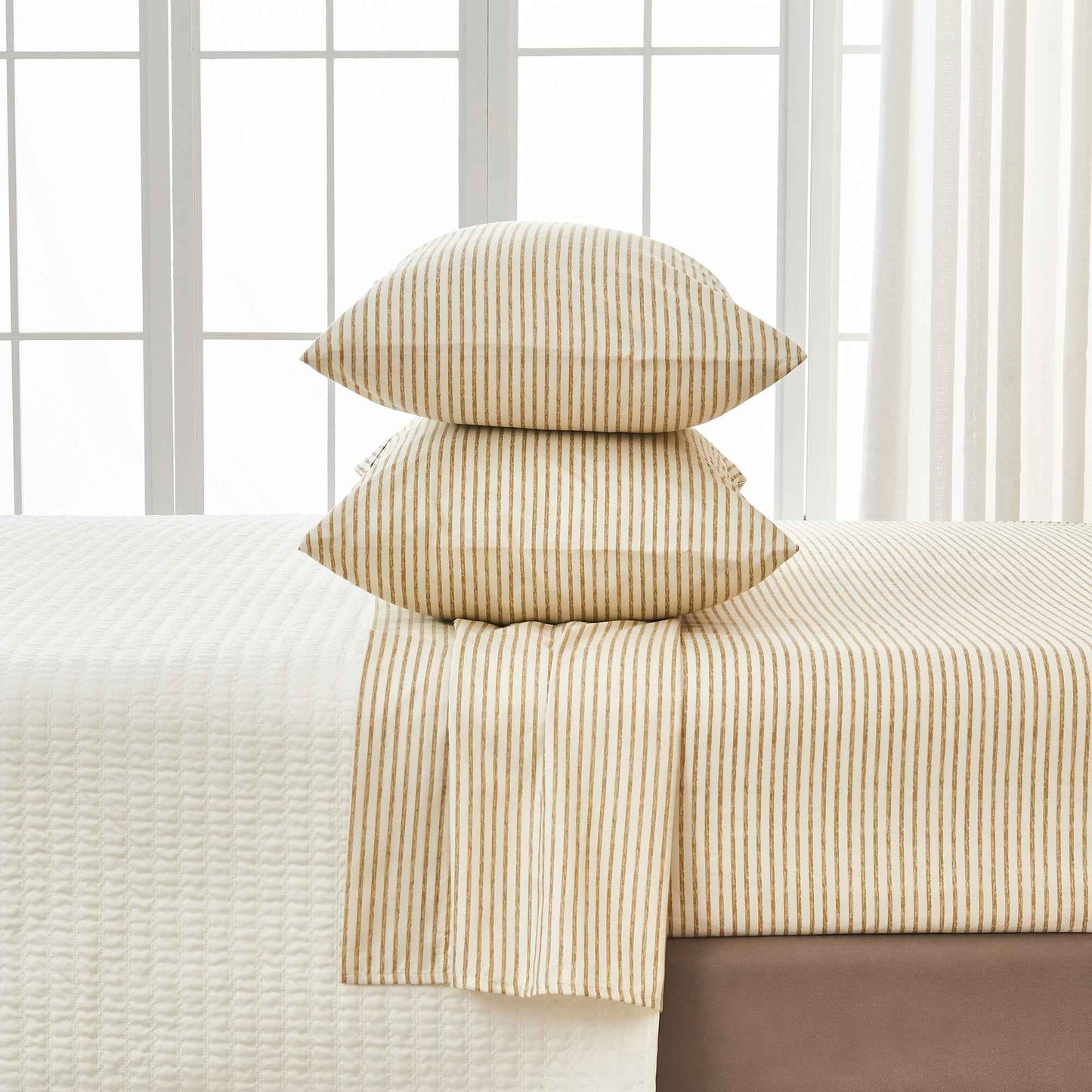 Striped Microfiber Sheet Set - Evette Collection