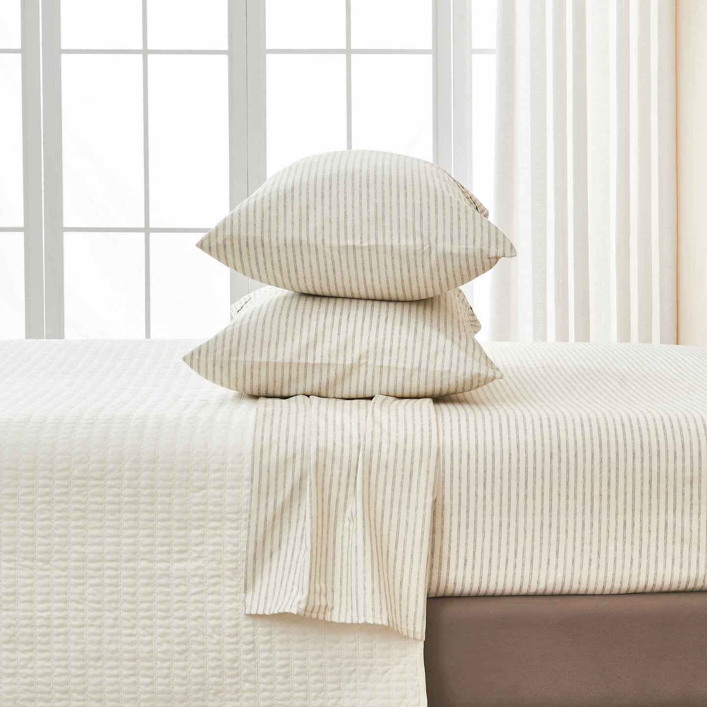 Striped Microfiber Sheet Set - Evette Collection