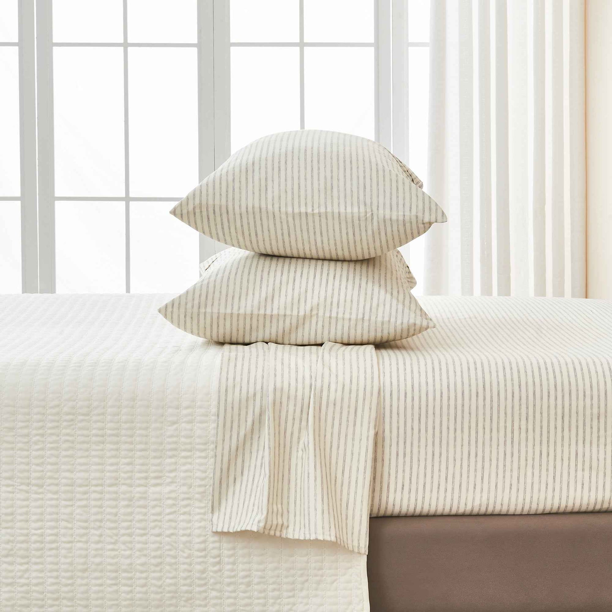 Striped Microfiber Sheet Set - Evette Collection