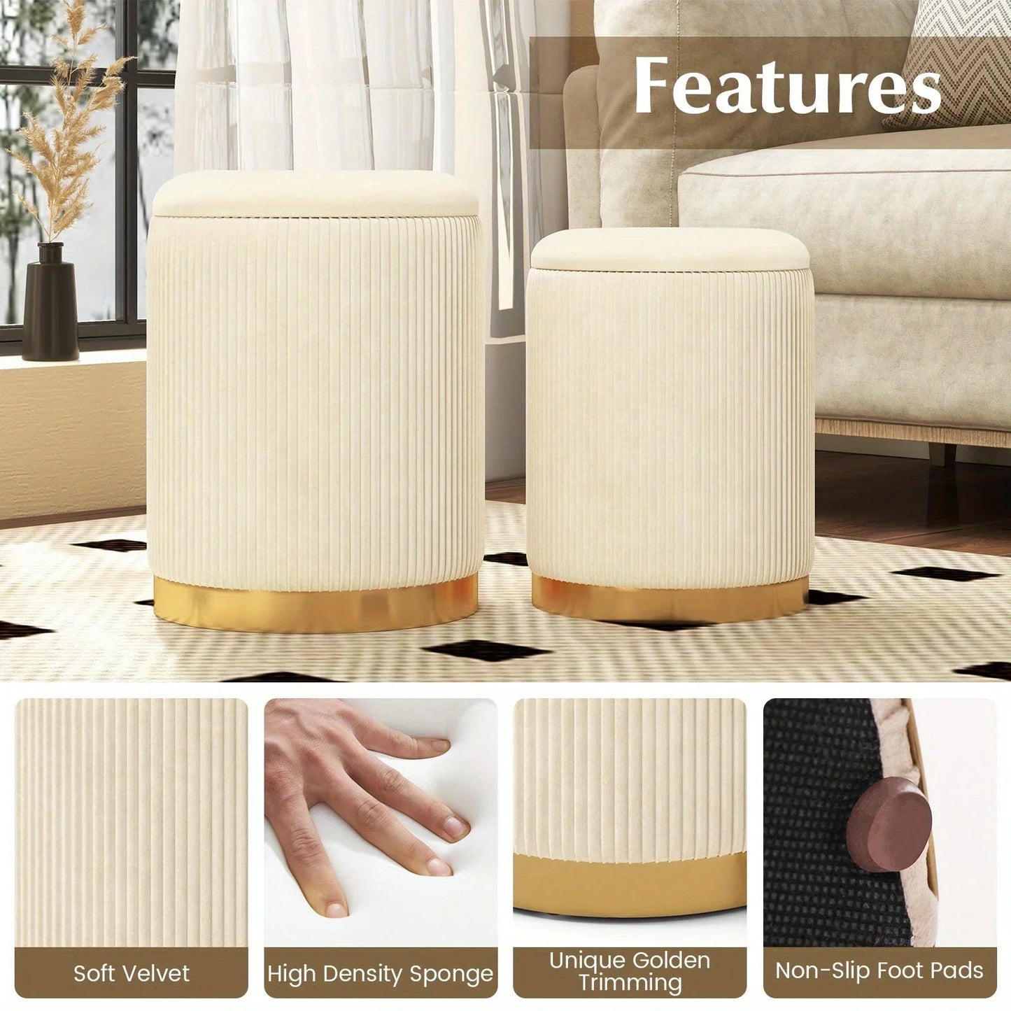 Ottoman - Hidden Leather Round