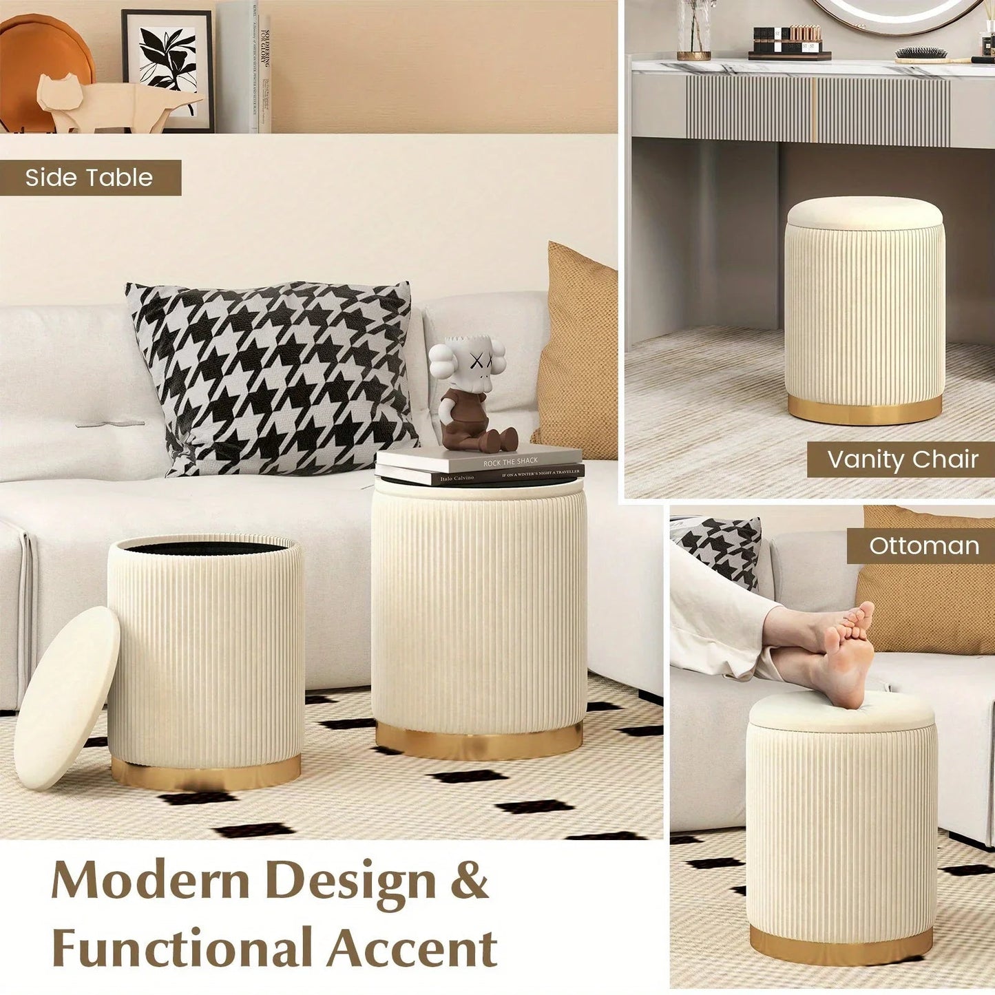 Ottoman - Hidden Leather Round