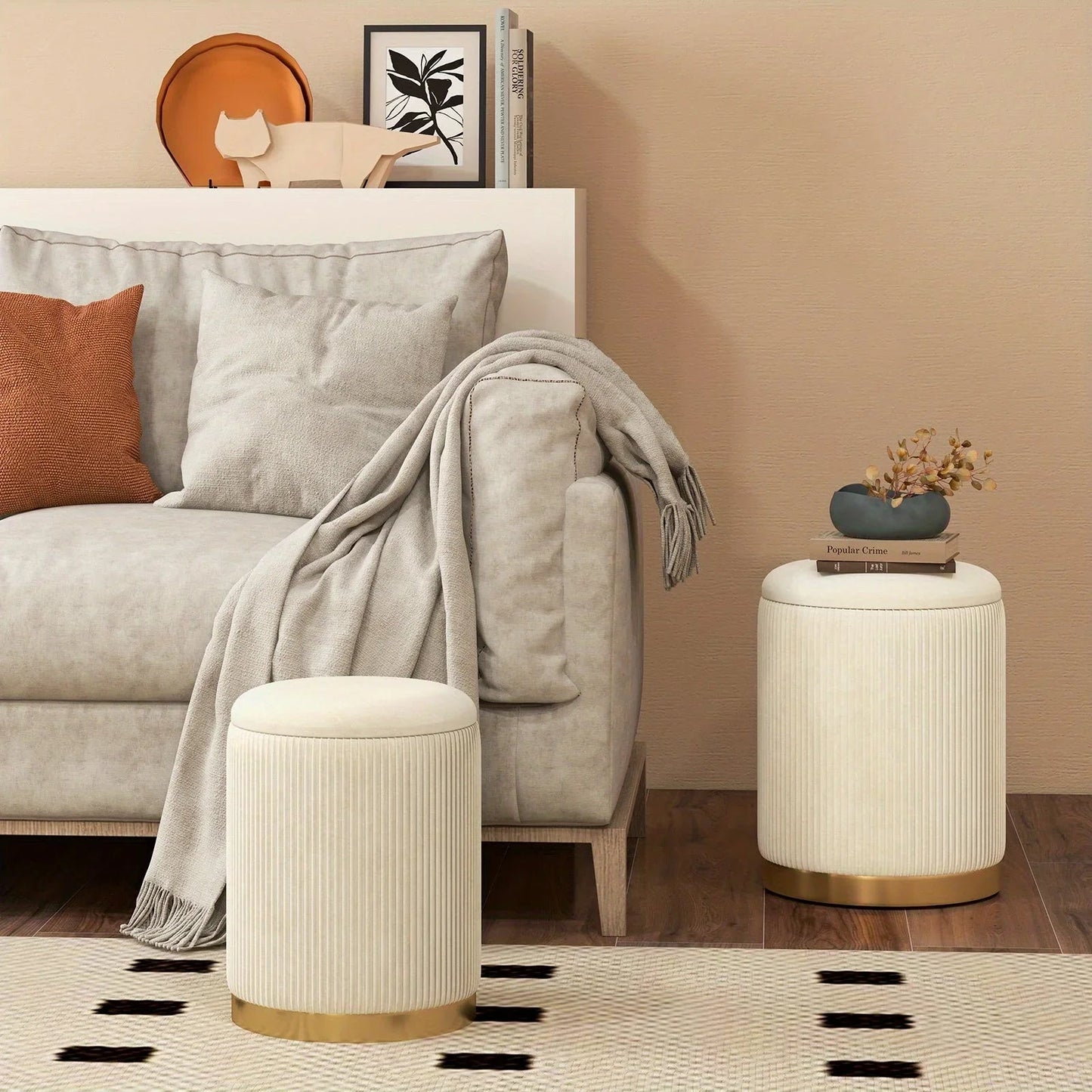 Ottoman - Hidden Leather Round