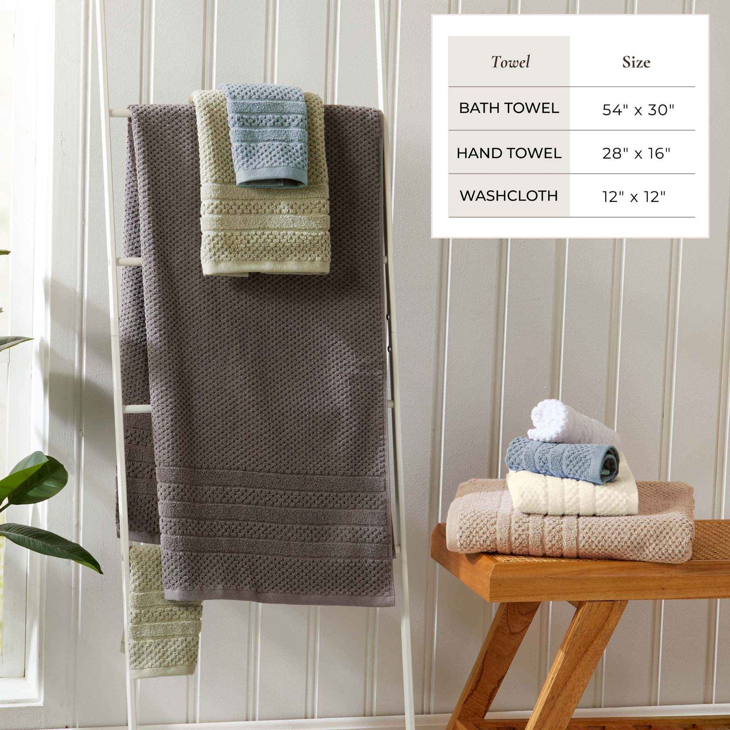 100% Cotton Checkered Jacquard Bath Towel Set - Giuliana Collection