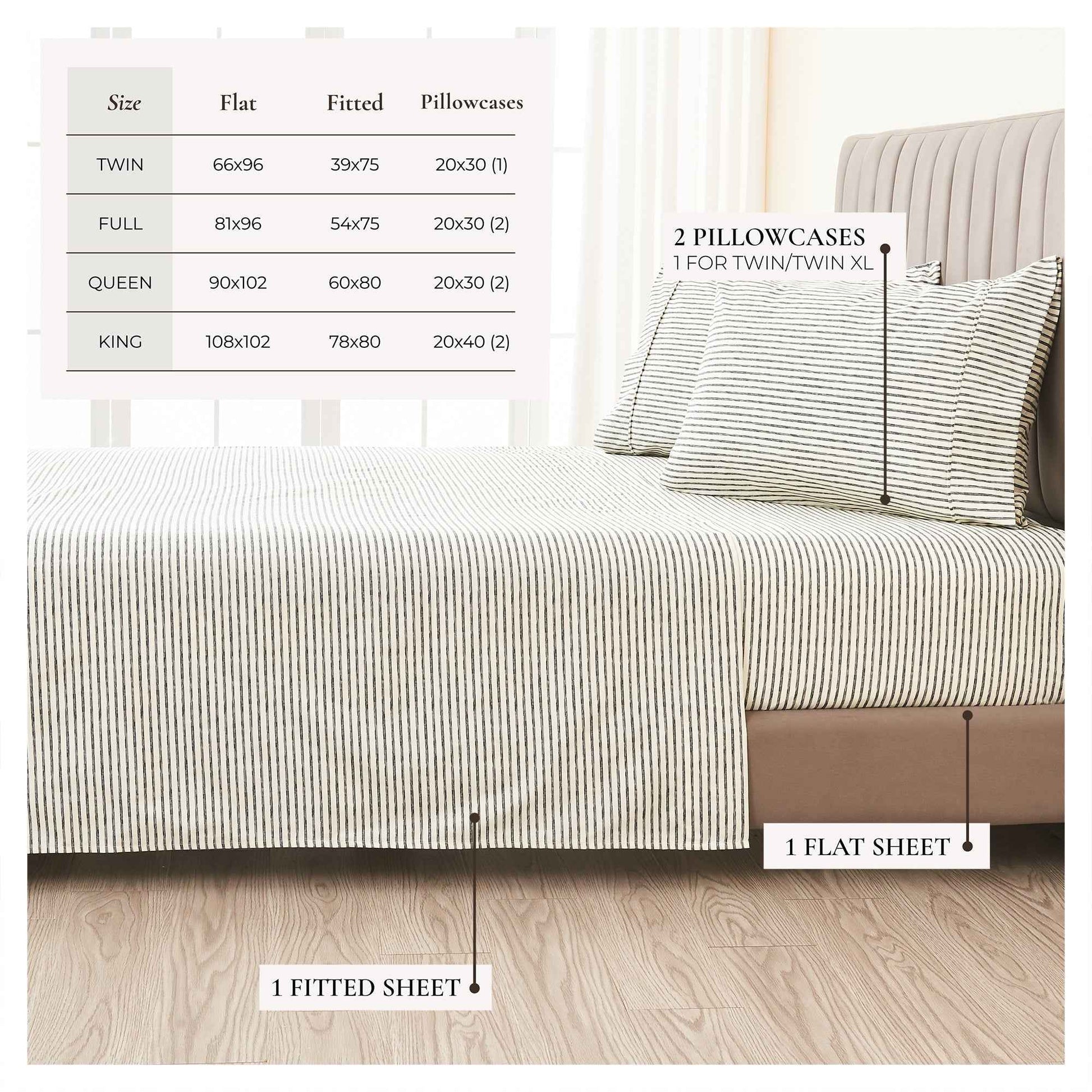 Striped Microfiber Sheet Set - Evette Collection