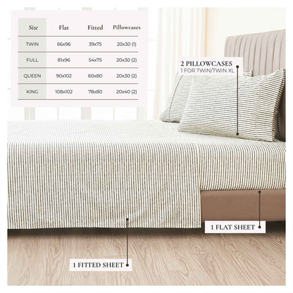 Striped Microfiber Sheet Set - Evette Collection