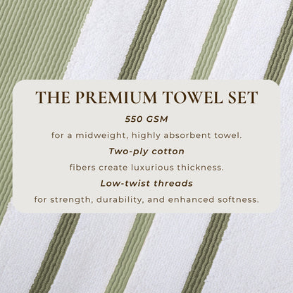 Decorative Cotton Stripe Bath Towel Set - Noelle Collection