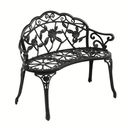 Floral Cast Aluminum Outdoor Garden Bench for 2