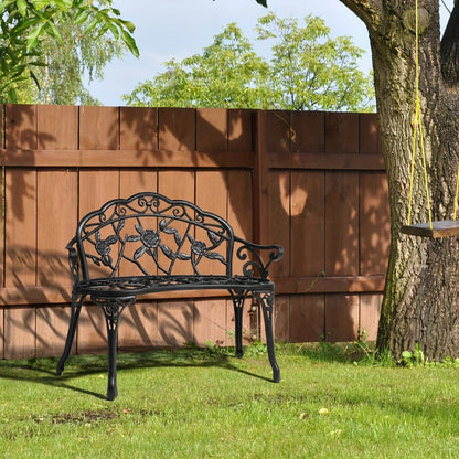 Floral Cast Aluminum Outdoor Garden Bench for 2