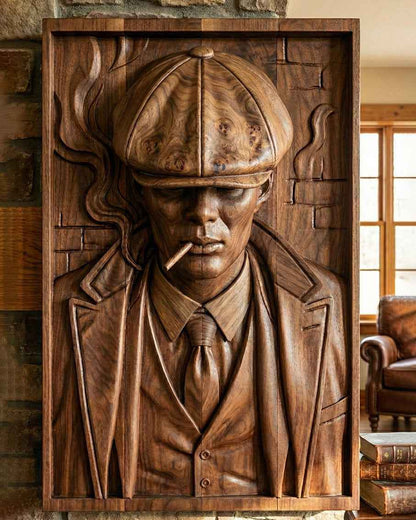 Peaky Blinders: Thomas Shelby 3D Wooden Relief Wall Art Carving