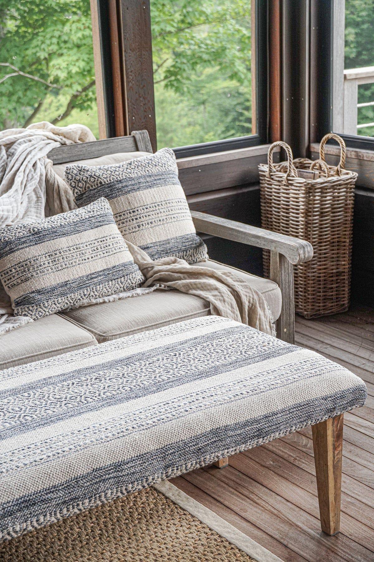 Pillow Case - Handwoven in indigo Stripes Design - PoshaBella