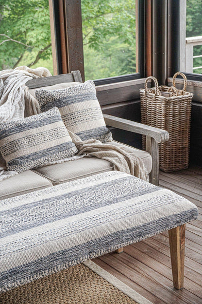Pillow Case - Handwoven in indigo Stripes Design - PoshaBella