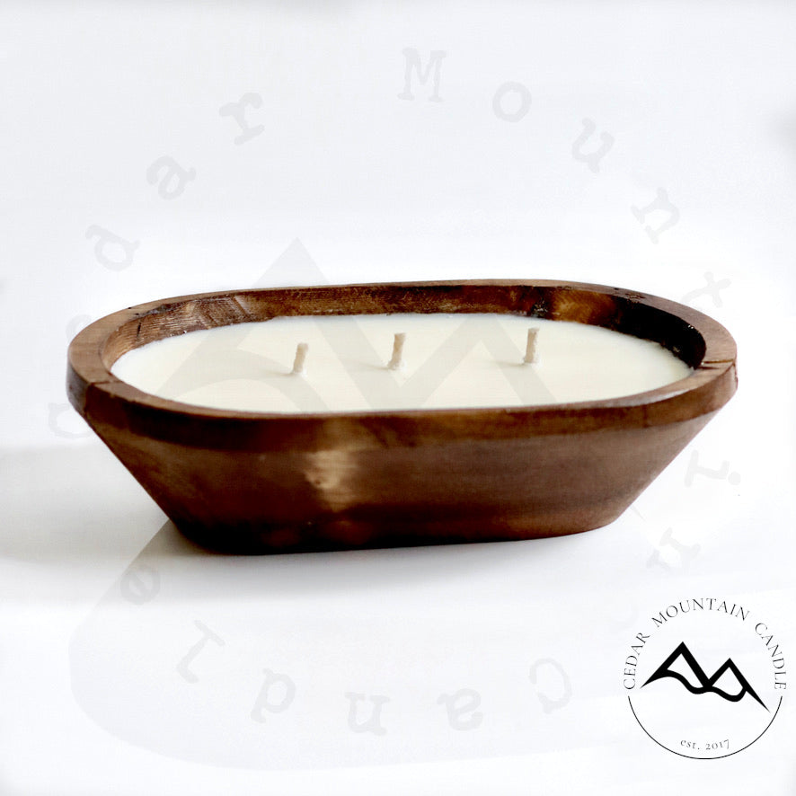 3 Wick Natural Wood Dough Bowl - Choose Your Scent - PoshaBella